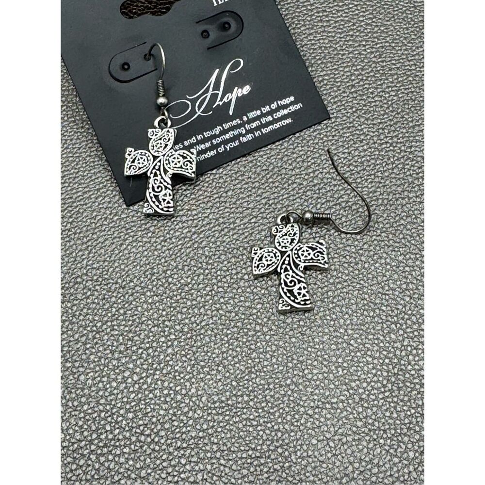 Halle Joy Grace Cross Shape Dangle Earrings